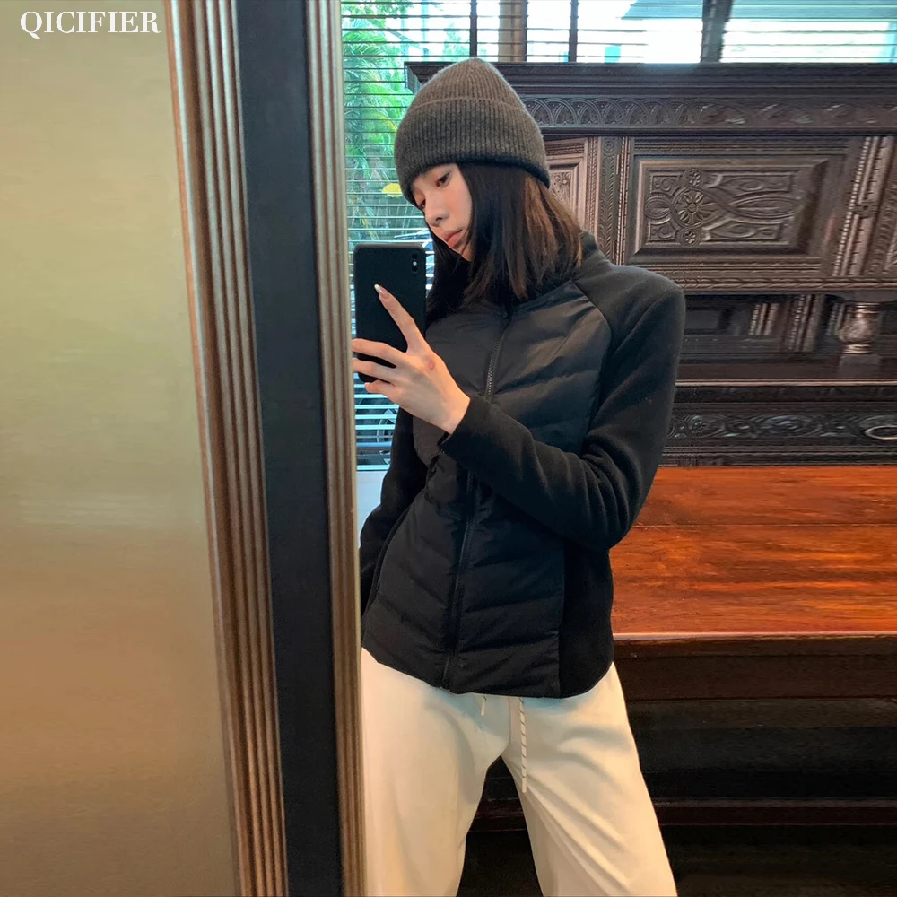 黑色 暖暖鹅 冬季白鹅绒保暖显瘦运动羽绒服 9815