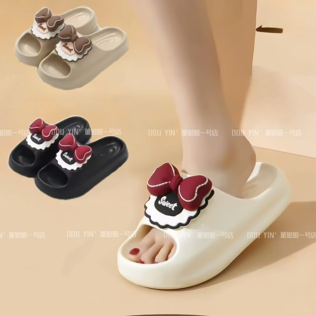 702新款蝴蝶结厚底女拖鞋