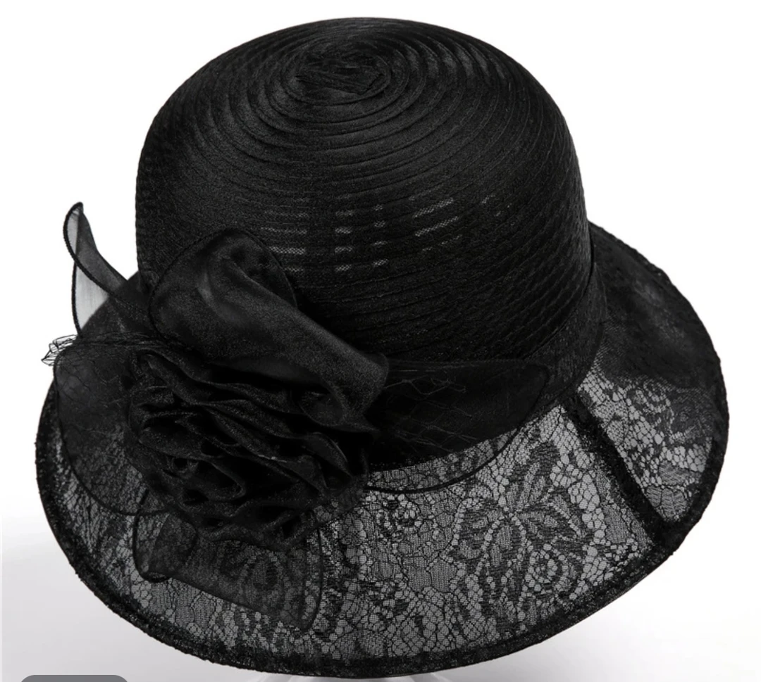 Y新款欧根纱大花朵遮阳帽女户外时尚优雅蕾丝帽子百搭