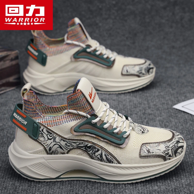 Warrior/回力男鞋新款夏季网面透气薄款运动休闲厚底增高老爹潮鞋