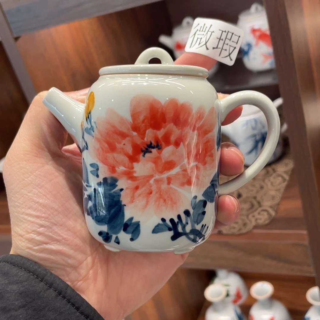 釉下手绘茶具微瑕