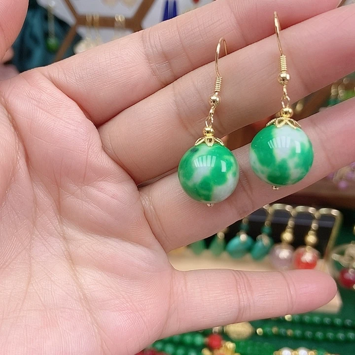 玛瑙/玉髓合金耳饰