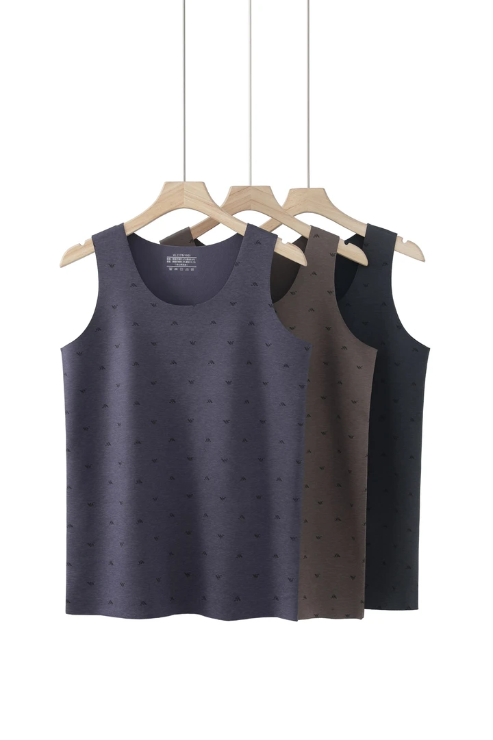 男士保暖背心 轻奢品质秋冬印花无痕单核绒背心