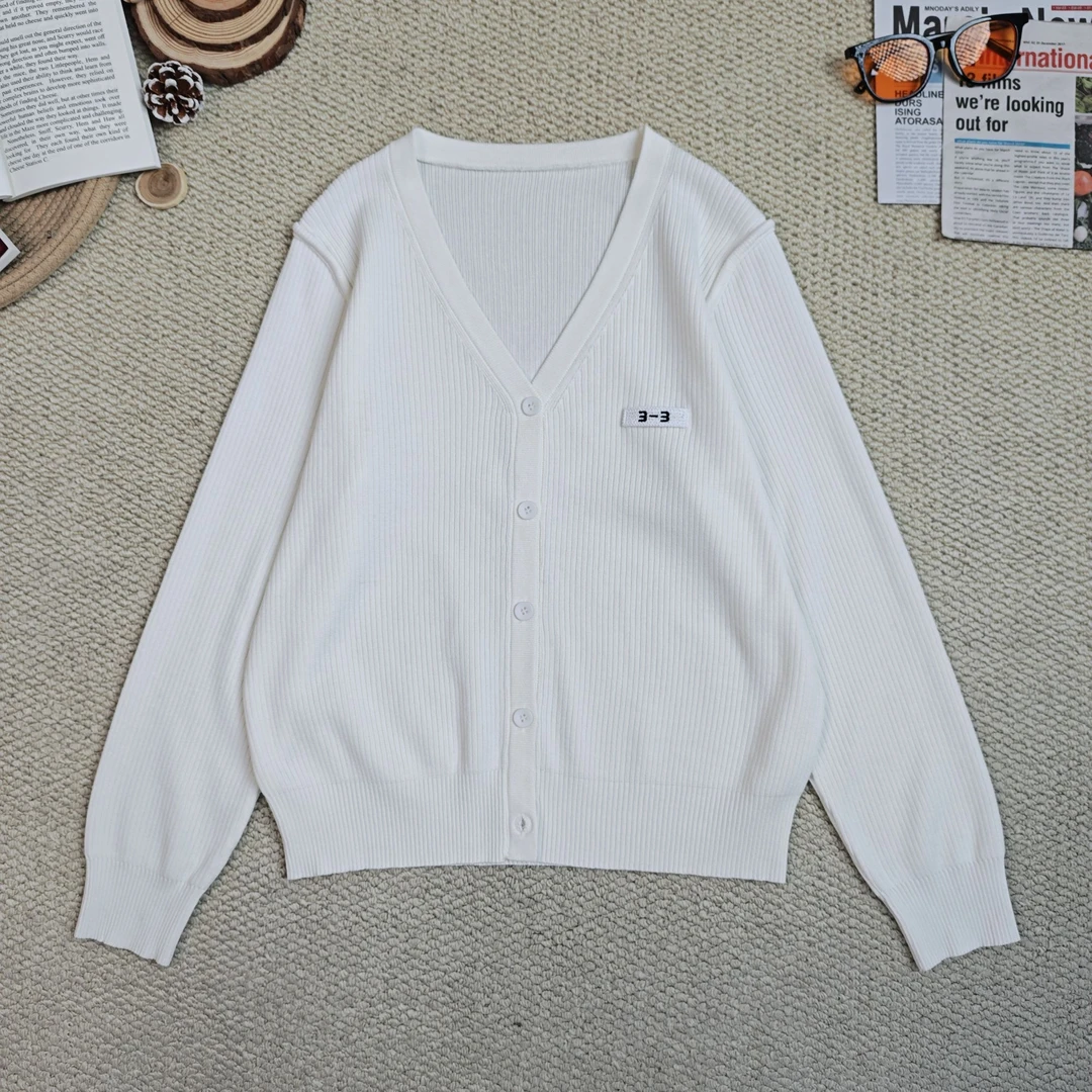 2025春季新款时尚休闲纯色条纹毛衣针织长袖开衫外套0525