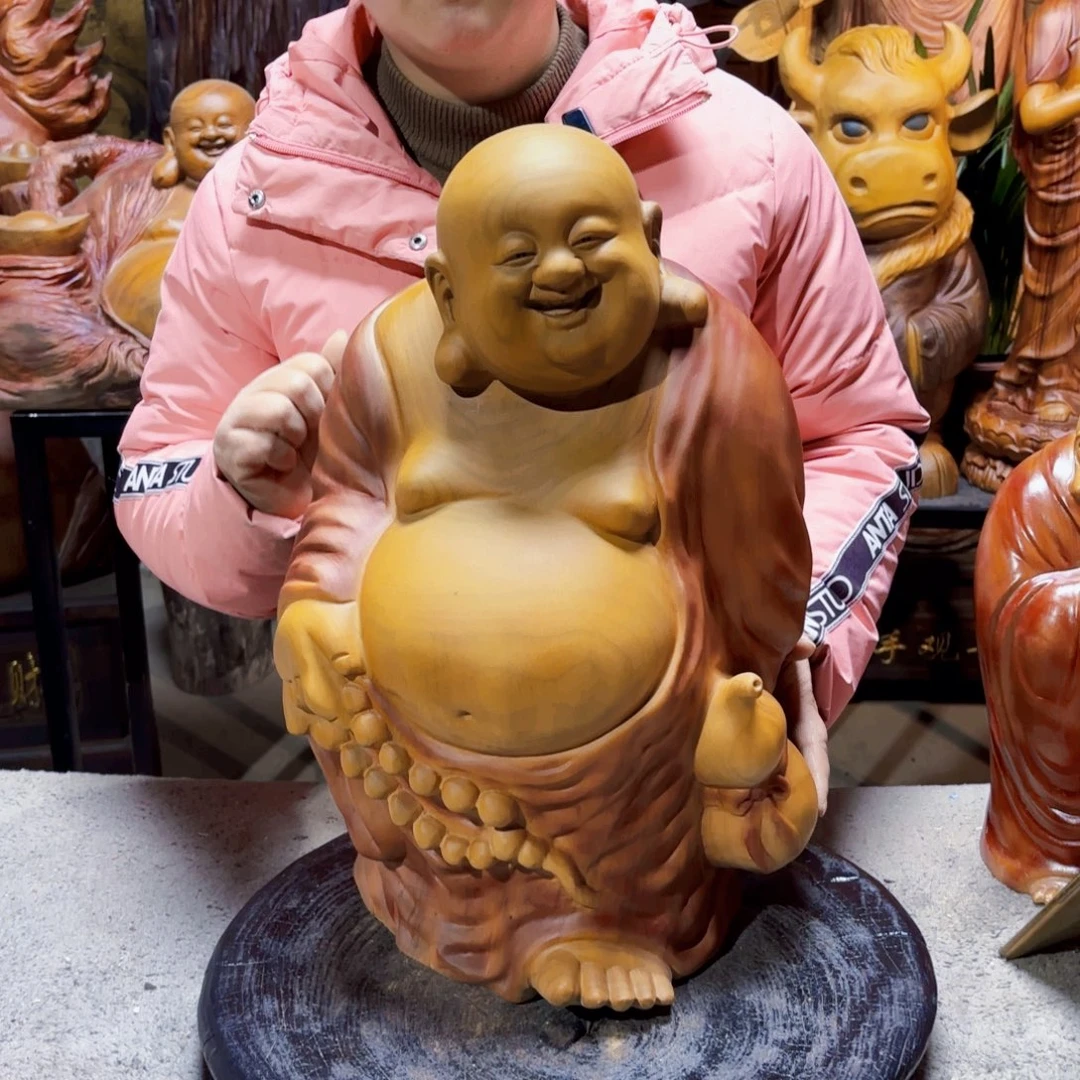 欢***》香樟木大件葫芦弥勒佛香樟木