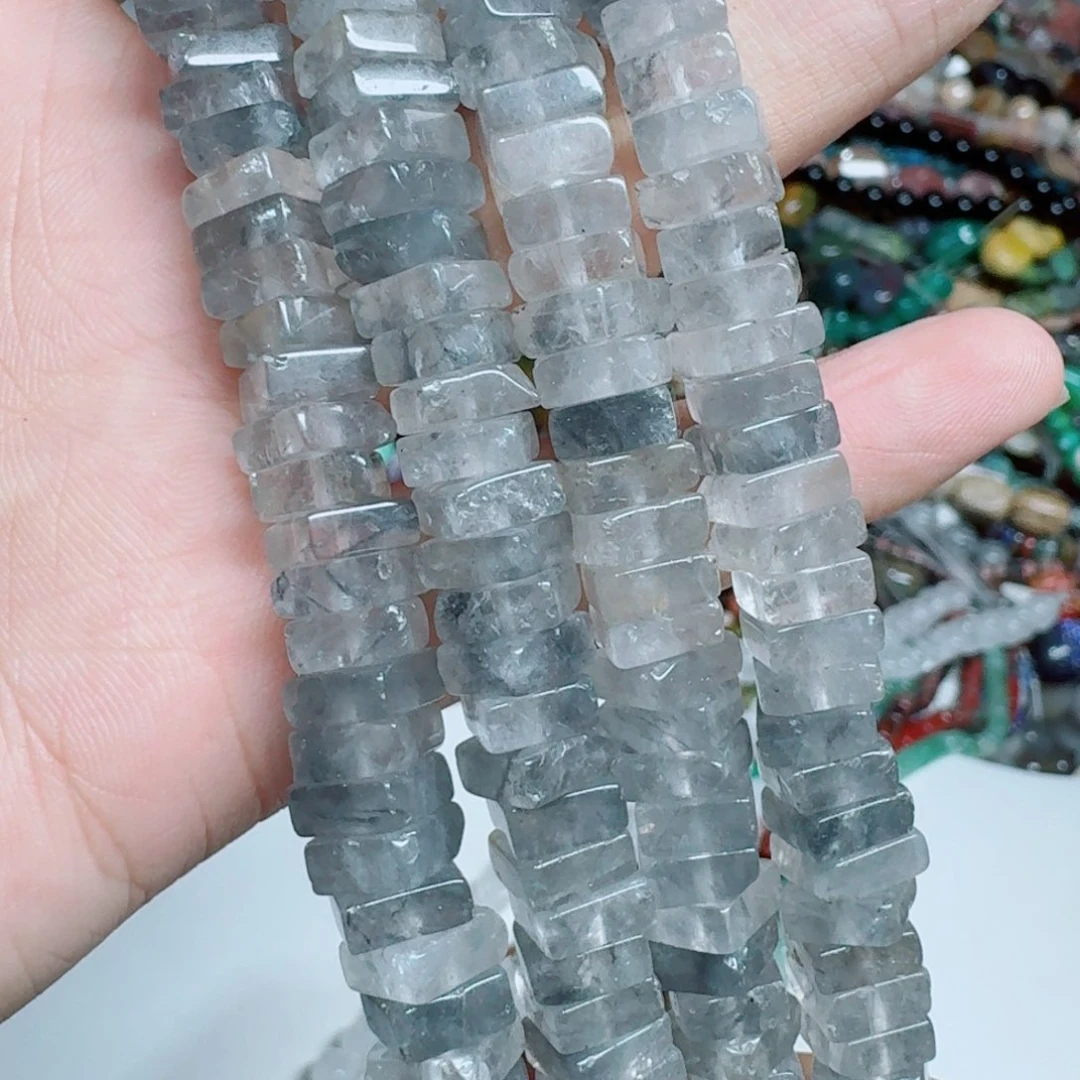 玛瑙/玉髓合金珠宝半成品8云水晶方隔片一条