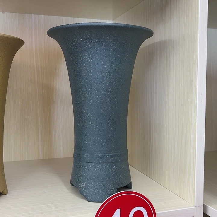 紫砂花盆美人腰豆青两个