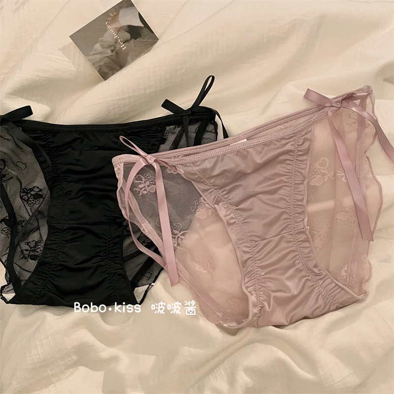 性感网纱蕾丝内裤女纯欲风无痕夏薄棉裆低腰细带甜美少女三角裤