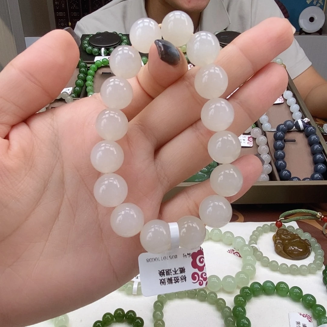 未镶嵌手串和田玉12mm蜂蜜水