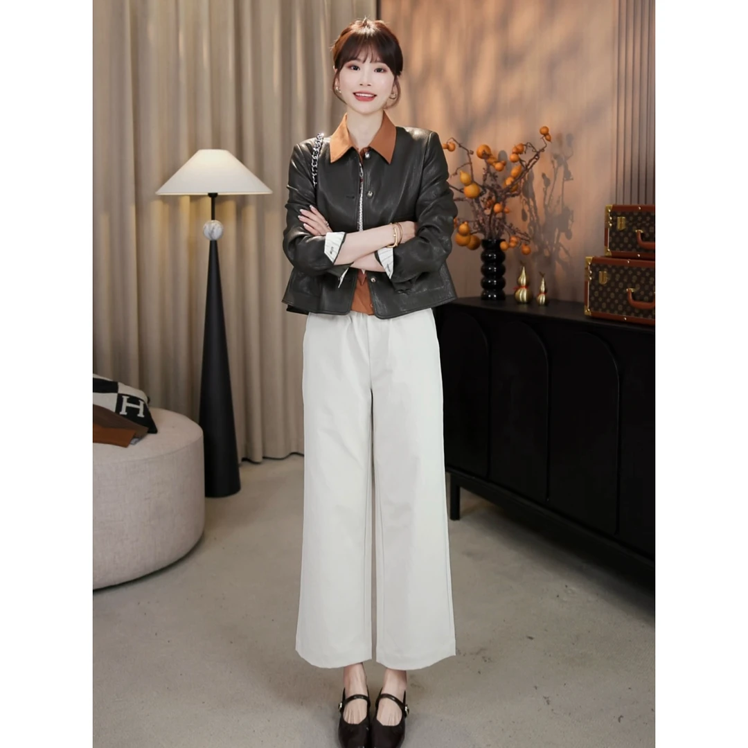 LMENY”云感直筒裤“不易皱松紧腰透气显瘦直筒九分裤25CK003