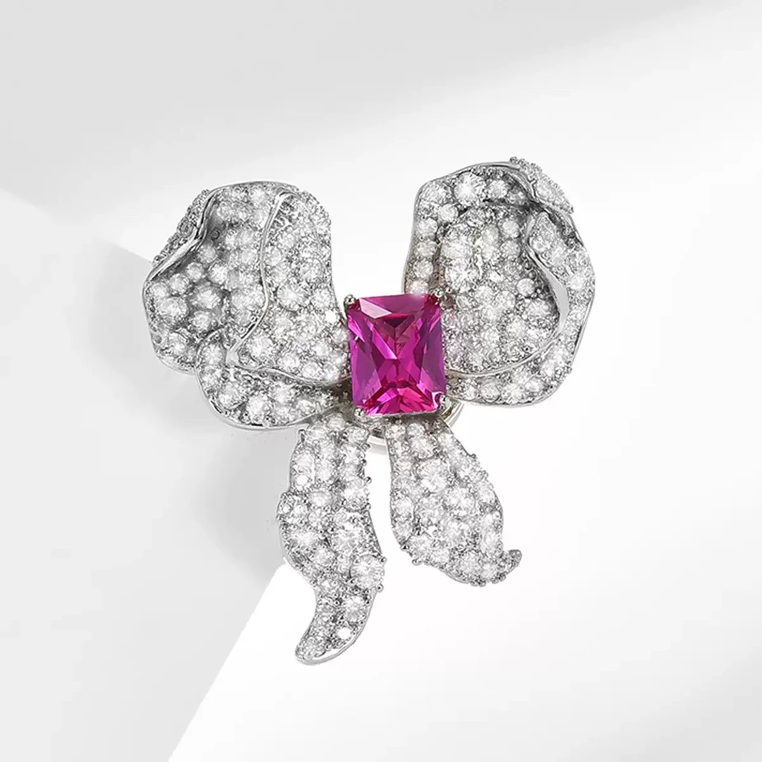 铜合金合成锆石胸针 1120新款高货蝴蝶结中号磁吸