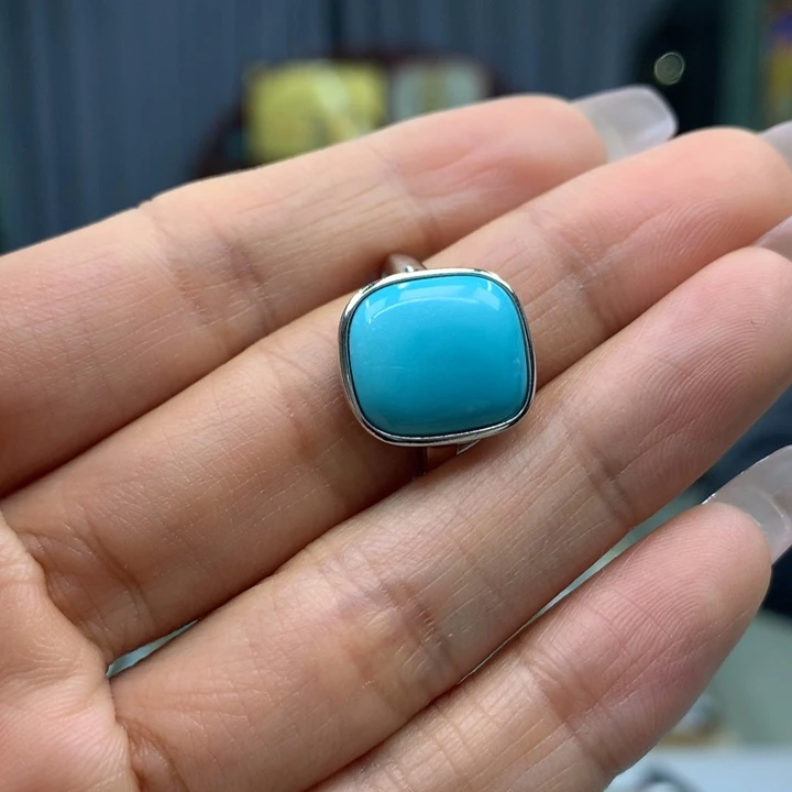 绿松石银S925镶嵌戒指