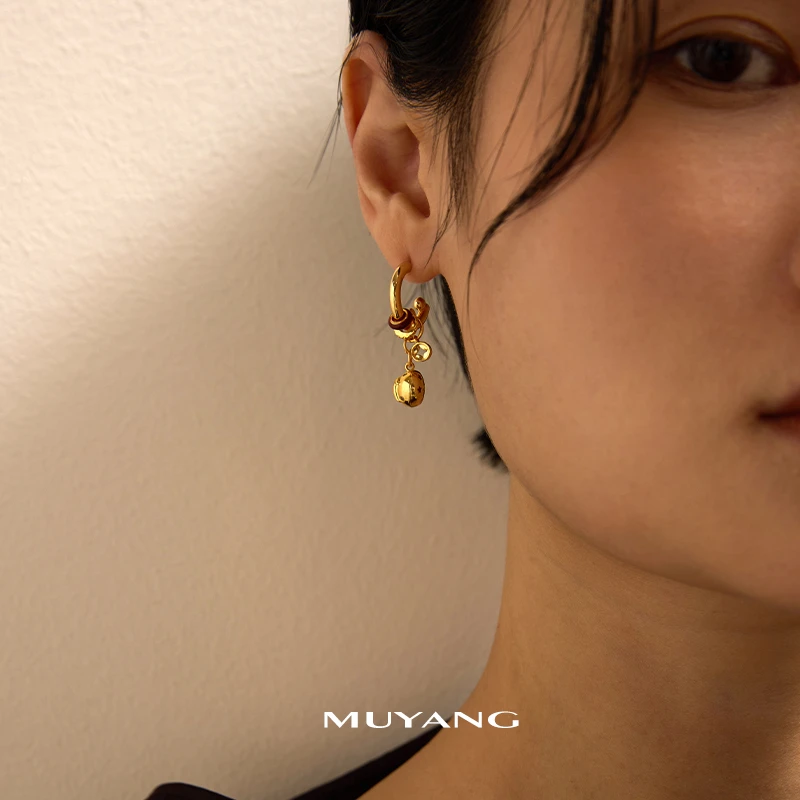 muyang/慕阳 铜合金耳饰 气质时尚轻奢金色精致琉球耳钉