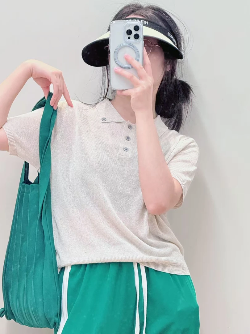 濮院春夏款时尚百搭简约气质韩系设计翻领短袖126