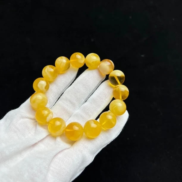 Y7764天然原矿蜜蜡手串14+ 支持鉴定 假一罚四