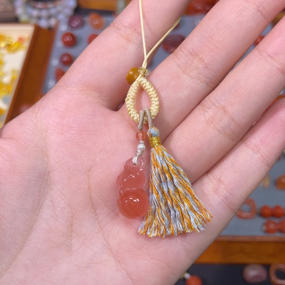南红玛瑙未镶嵌葫芦手机挂活扣线圈