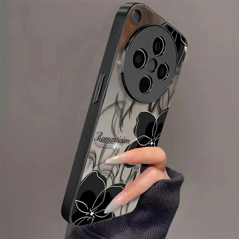 烟雾花朵适用oppoFindX8手机壳reno13pro女X7pro创意小众12镜面潮