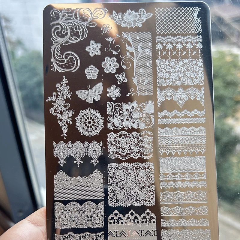 KaSi美甲印花转印钢板【不带背板单张】玫瑰蕾丝洛丽塔印章