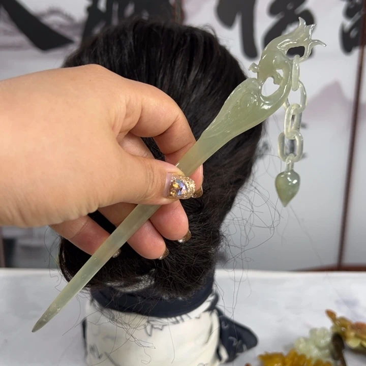 定制蛇纹石玉阳****姚毛货发饰