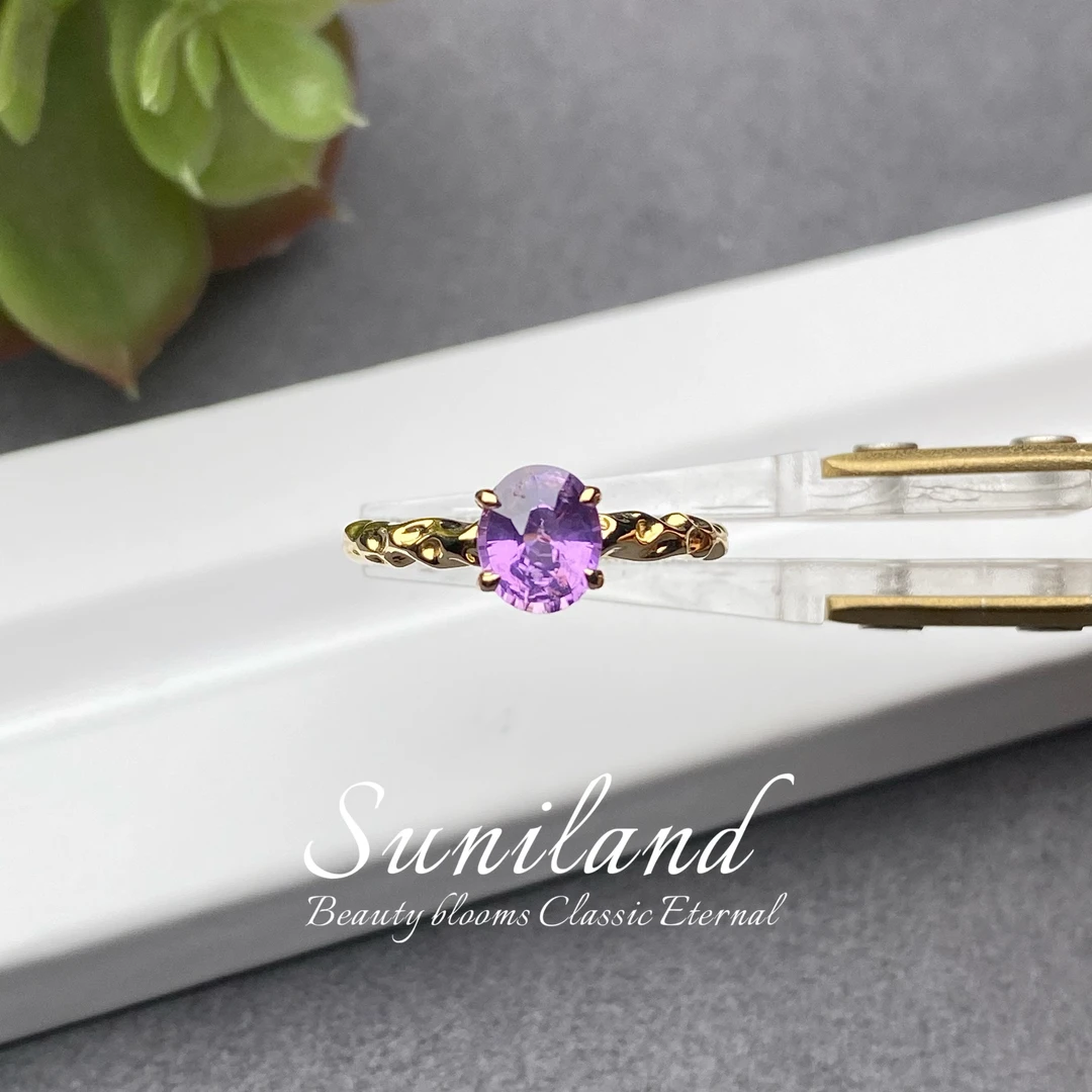 M372-FS-18k金无烧紫色蓝宝石戒指-可改圈口/GRC证书