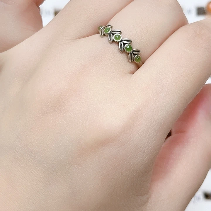 银S925镶嵌戒指和田玉