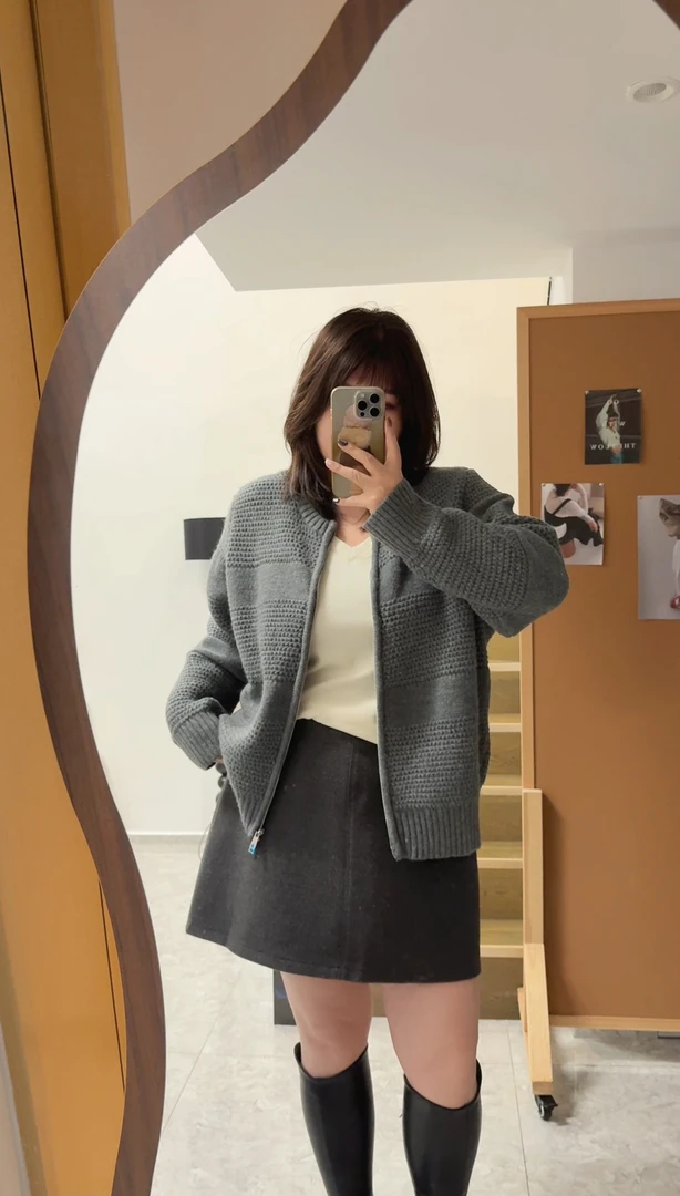 大码胖妹妹秋冬新款显瘦韩系气质重工粗线菠萝针加厚爆款毛衣外套