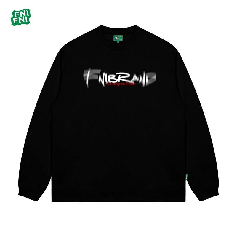 FNI国潮重磅纯棉（虚幻基础款) 男女同款加绒长袖圆领卫衣24秋胶浆