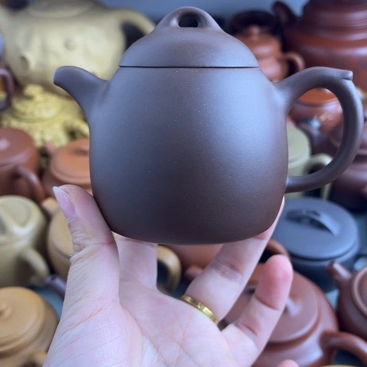 紫砂茶壶200cc紫泥半手