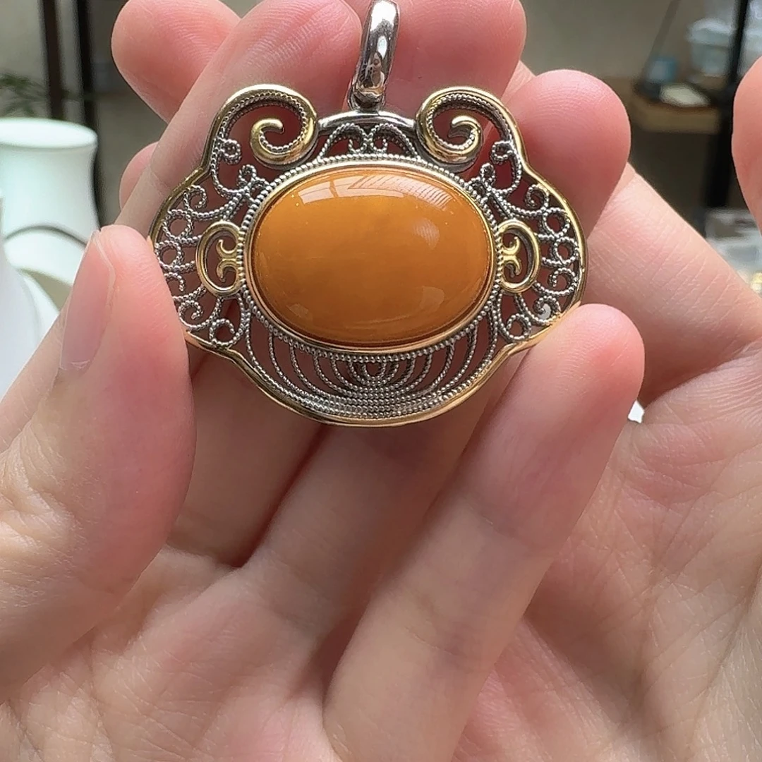 琥珀未镶嵌耳坠吊坠