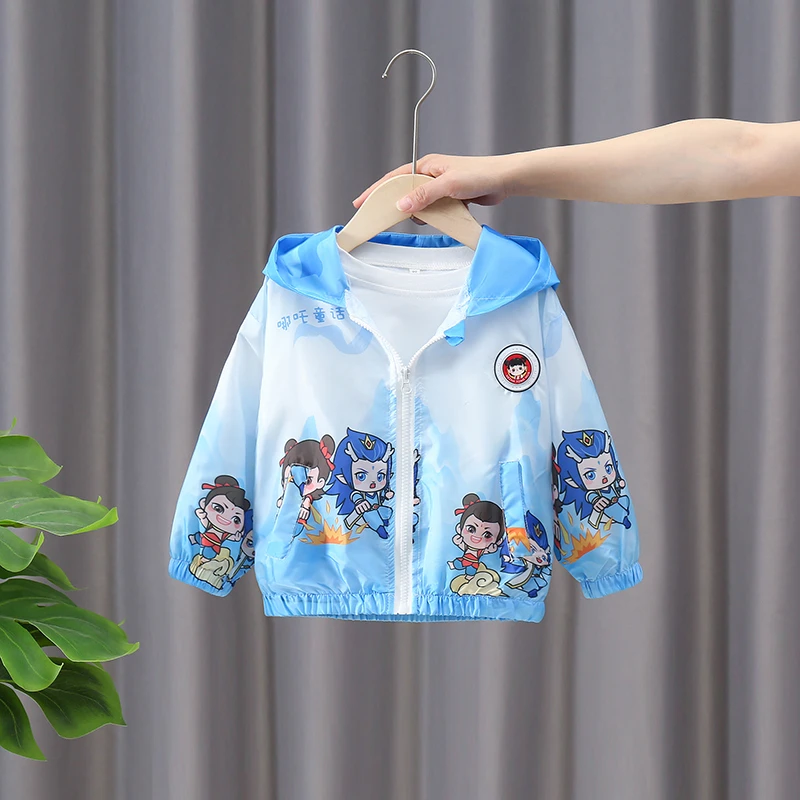 儿童防晒衣男童薄外套夏装2025新款哪吒服装宝宝防紫外线连帽上衣