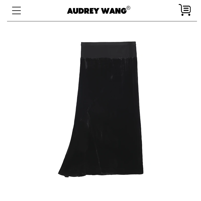 AUDREYWANG桑蚕丝丝绒分割拼接鱼尾半身裙11876