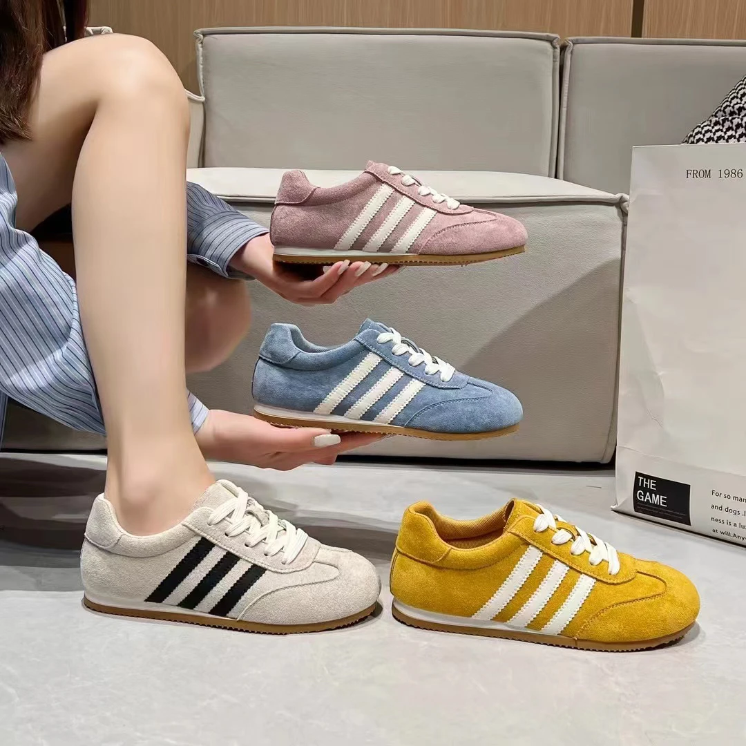 「沐芊」复古反绒德训鞋舒适轻便平底休闲鞋网红爆款时尚透气女士