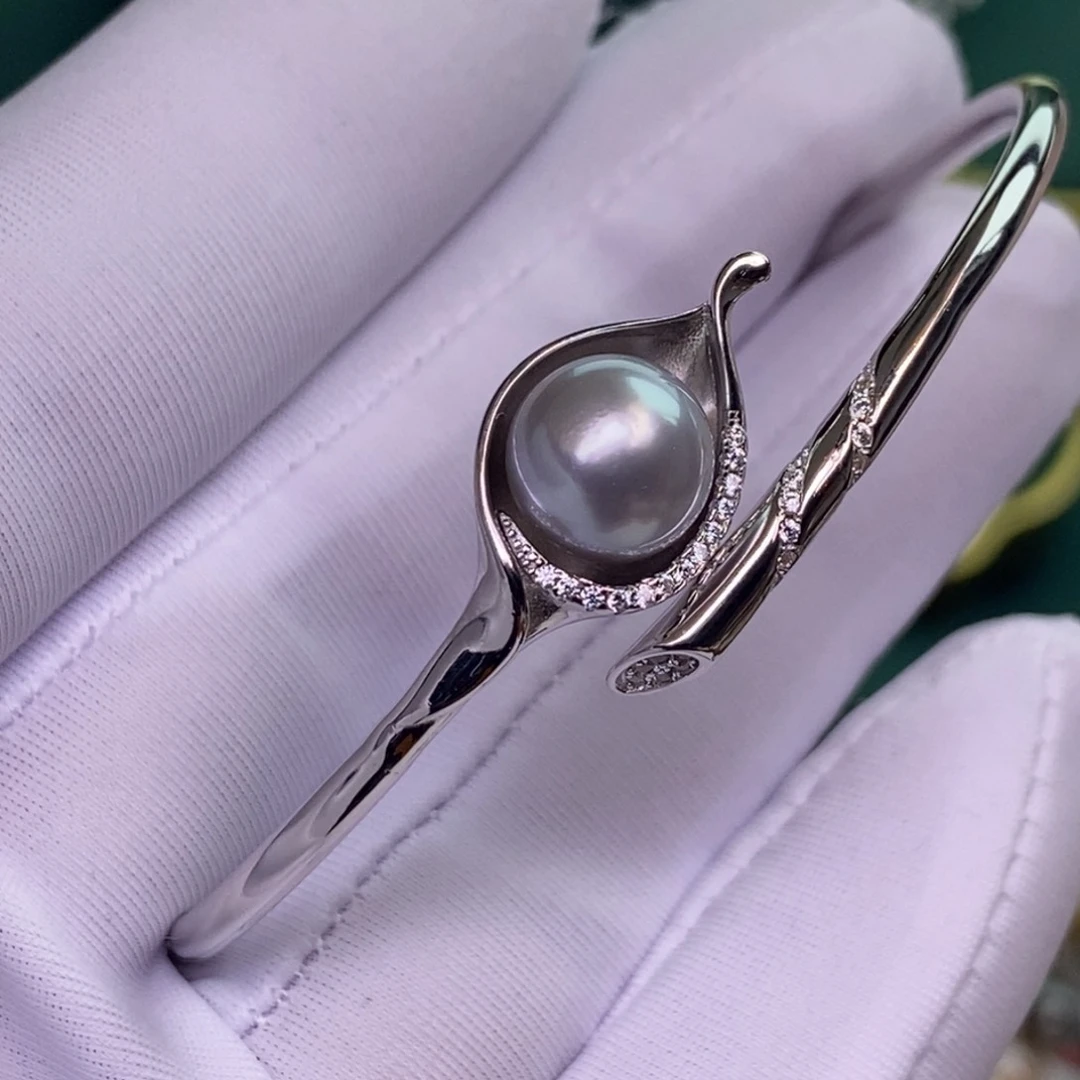 银S925镶嵌手镯海水珍珠