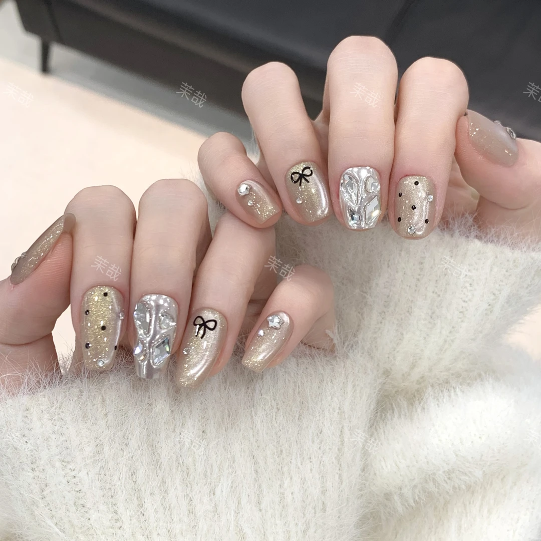 茉哉【赫本星夜】纯手工定制美甲可拆卸穿戴甲A3725