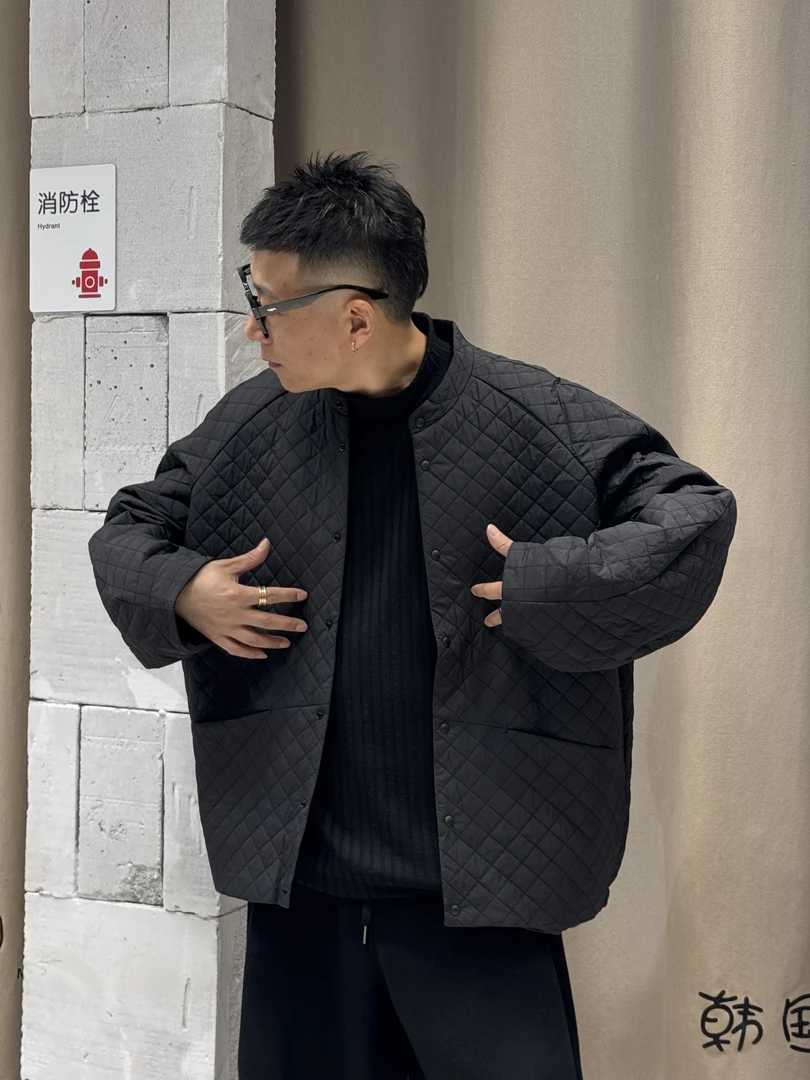 韩国大叔「填充物：羊毛绒」菱形格衬衫老钱风版