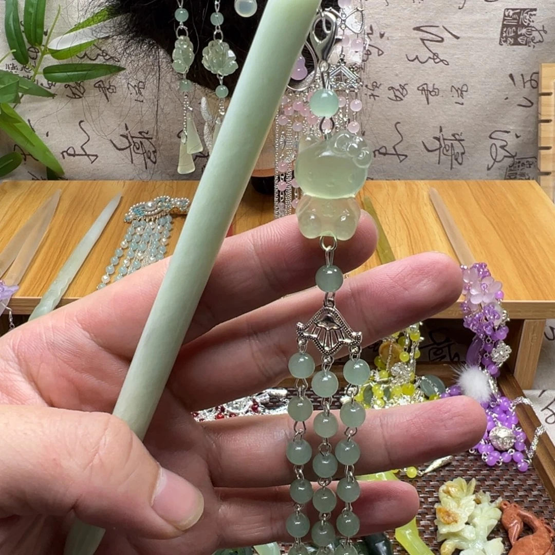 蛇纹石玉合金发饰