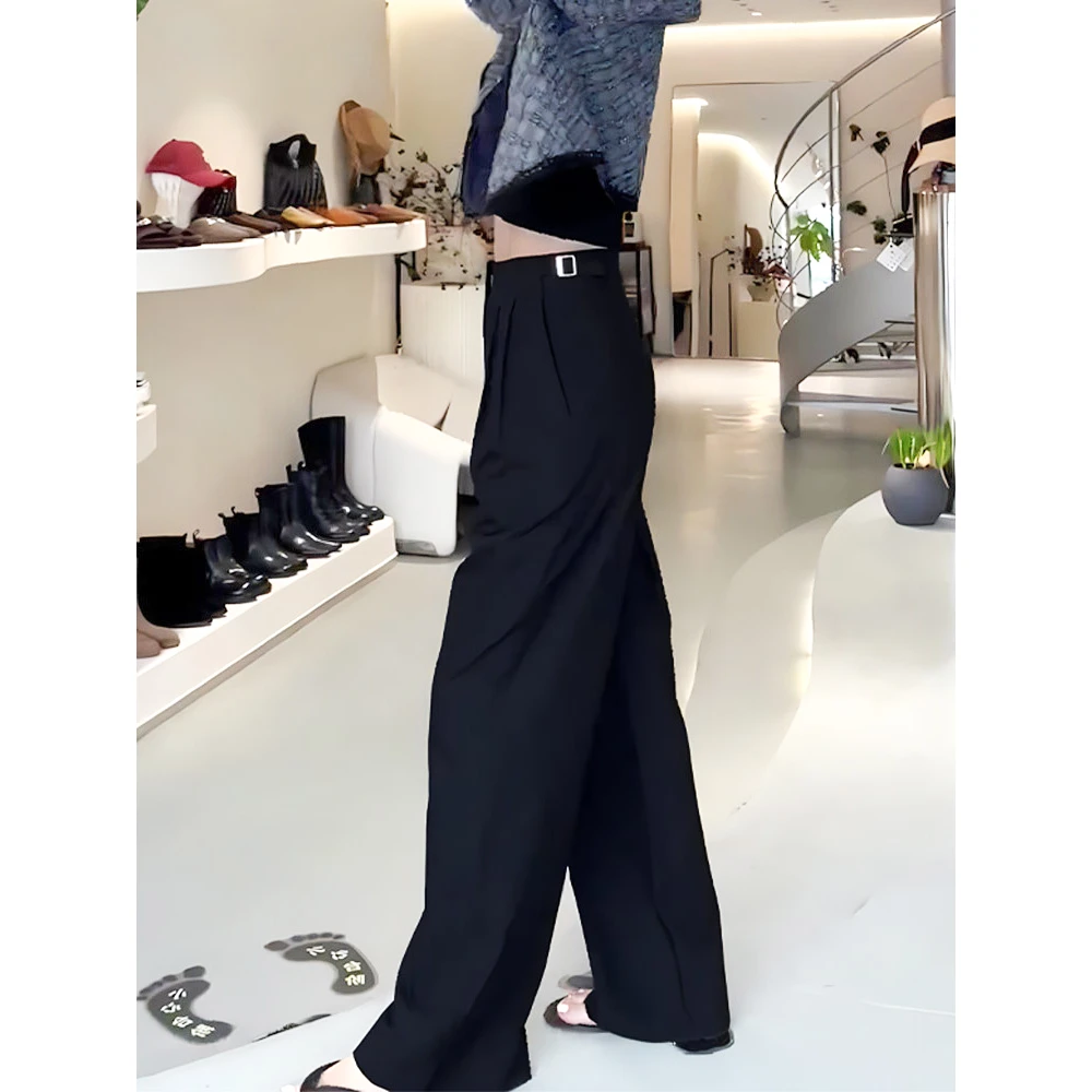 好穿到尖叫，！黑色西装裤女2025年秋季新款通勤百搭高腰显瘦阔腿裤