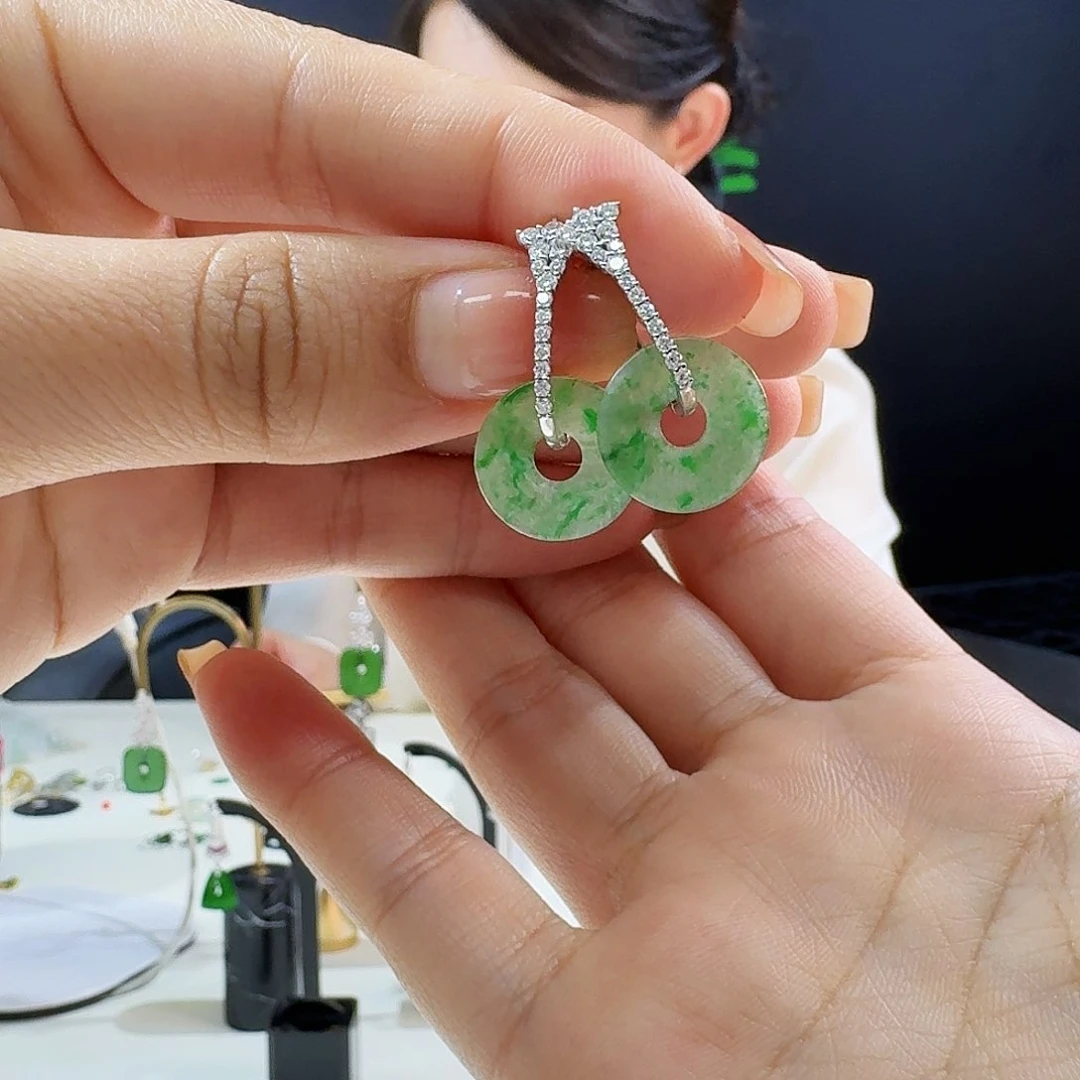 翡翠耳饰18K金镶嵌18k镶嵌
