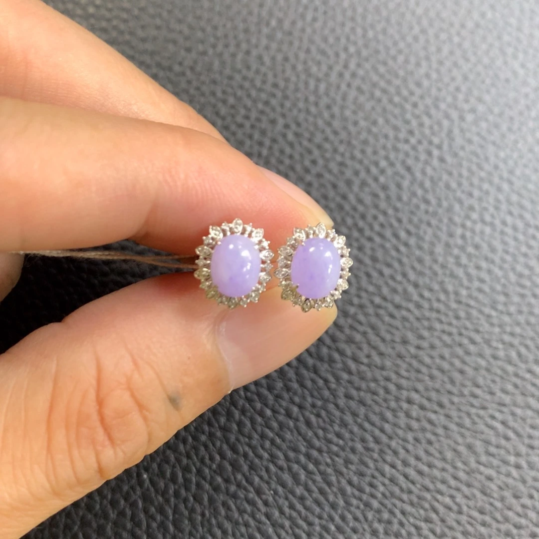 翡翠18K金镶嵌耳饰翡翠