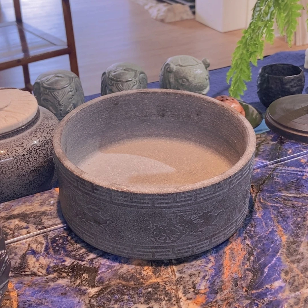 石石刻刻天然乌金石茶洗