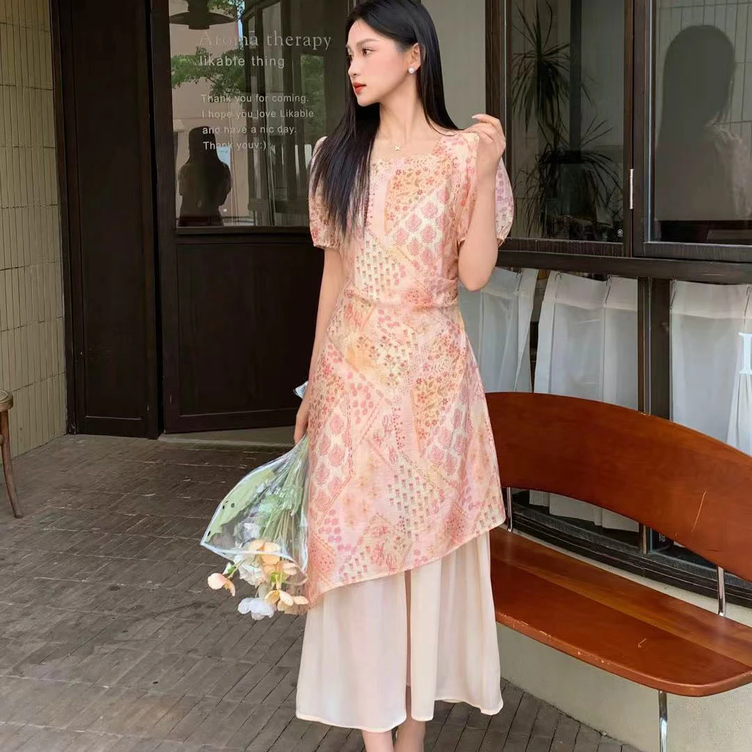 B58082 连衣裙超薄连衣裙短袖连衣裙显瘦旗袍裙子 K640