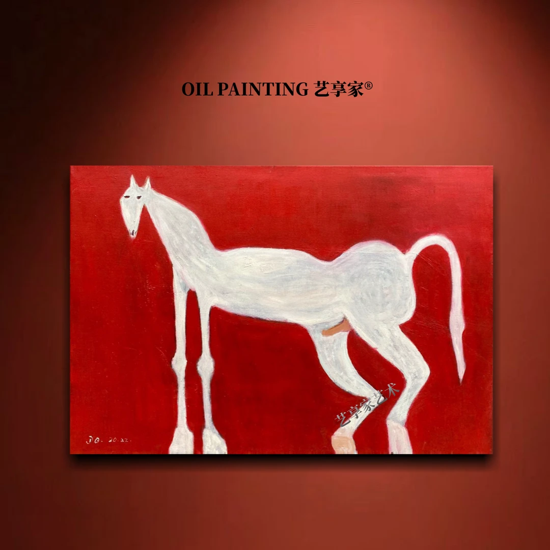 戴强老师 油画作品 90x130cm 小众油画 马油画