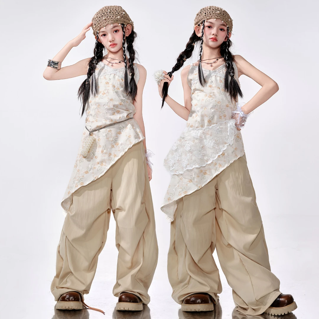 女童jazz爵士舞服女孩子时髦吊带舞蹈练功服街舞现代舞走秀演出服