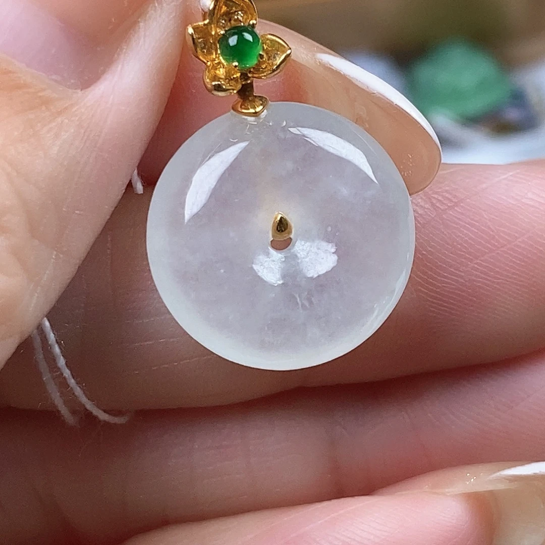 翡翠未镶嵌吊坠(不含链)18金平安扣