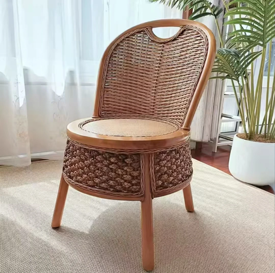 加高版加粗加固真藤编藤椅阳台客厅高靠背椅45**手工家用简约单人