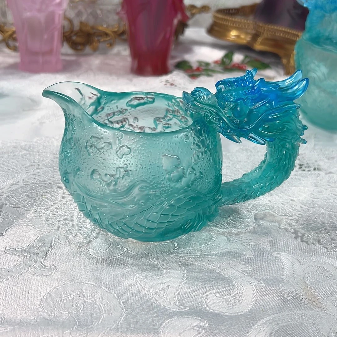 陶瓷QAA332冰蓝色龙纹公道杯
