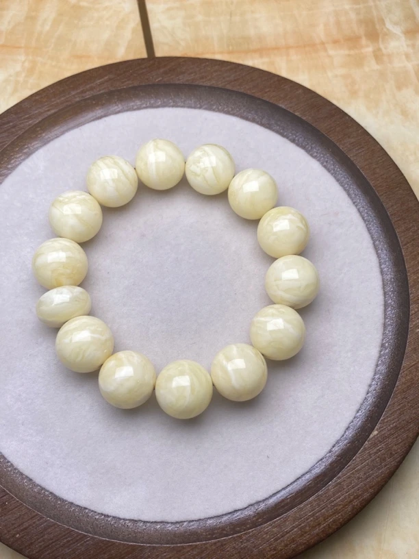 天然琥珀蜜蜡虎皮纹浓蜡同料手串