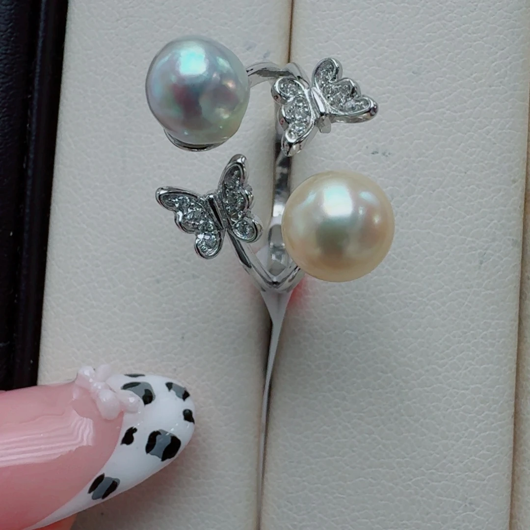 海水珍珠银S925镶嵌戒指@@yj114