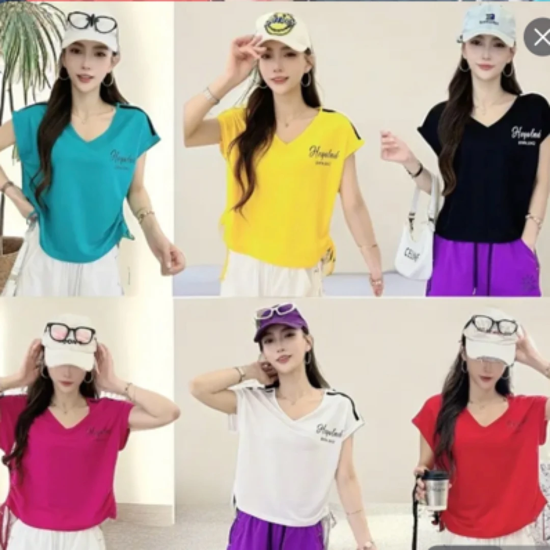 9582冰感短款短袖纯色ol新款，收腰显瘦宽松时尚百搭休闲夏季印花