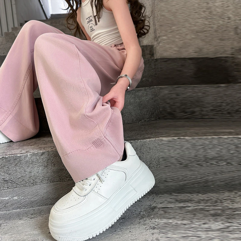 儿童夏装2025新款大女童装弯刀裤子宽松牛仔裤夏季薄款阔腿直筒裤